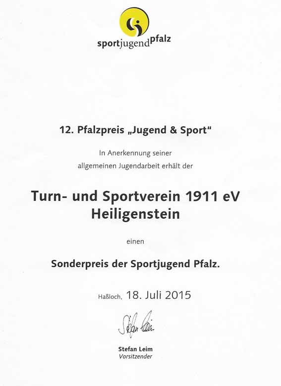 TuS Handballer gewinnen Sonderpreis der Sportjugend Pfalz