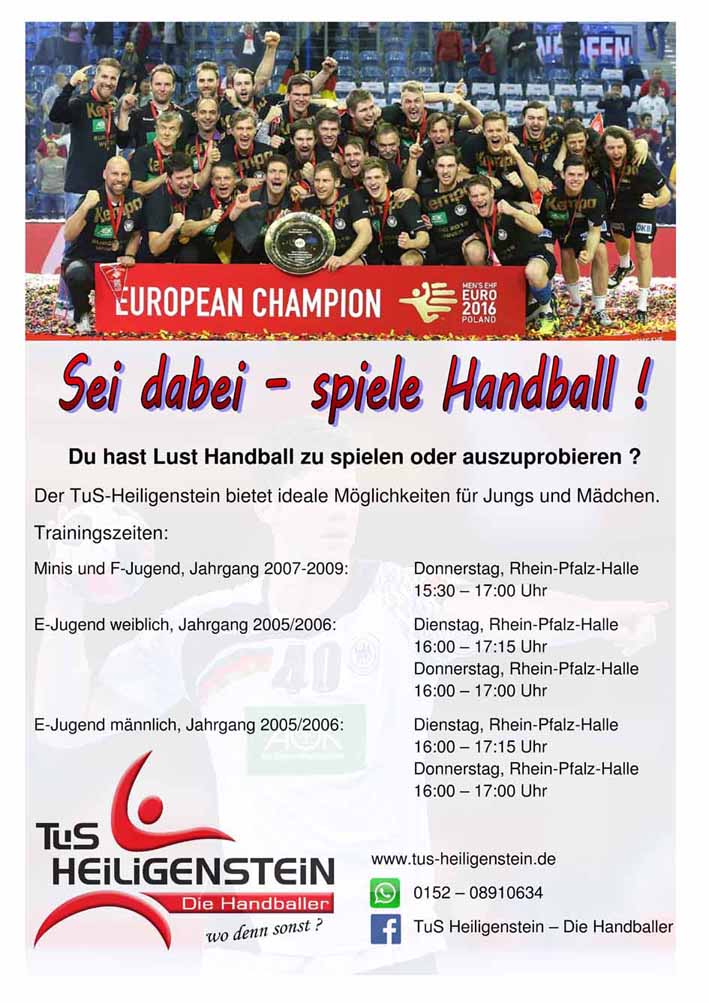 Sei dabei – spiele Handball ! Die Trainingszeiten für die Champions der Handball EM 2024